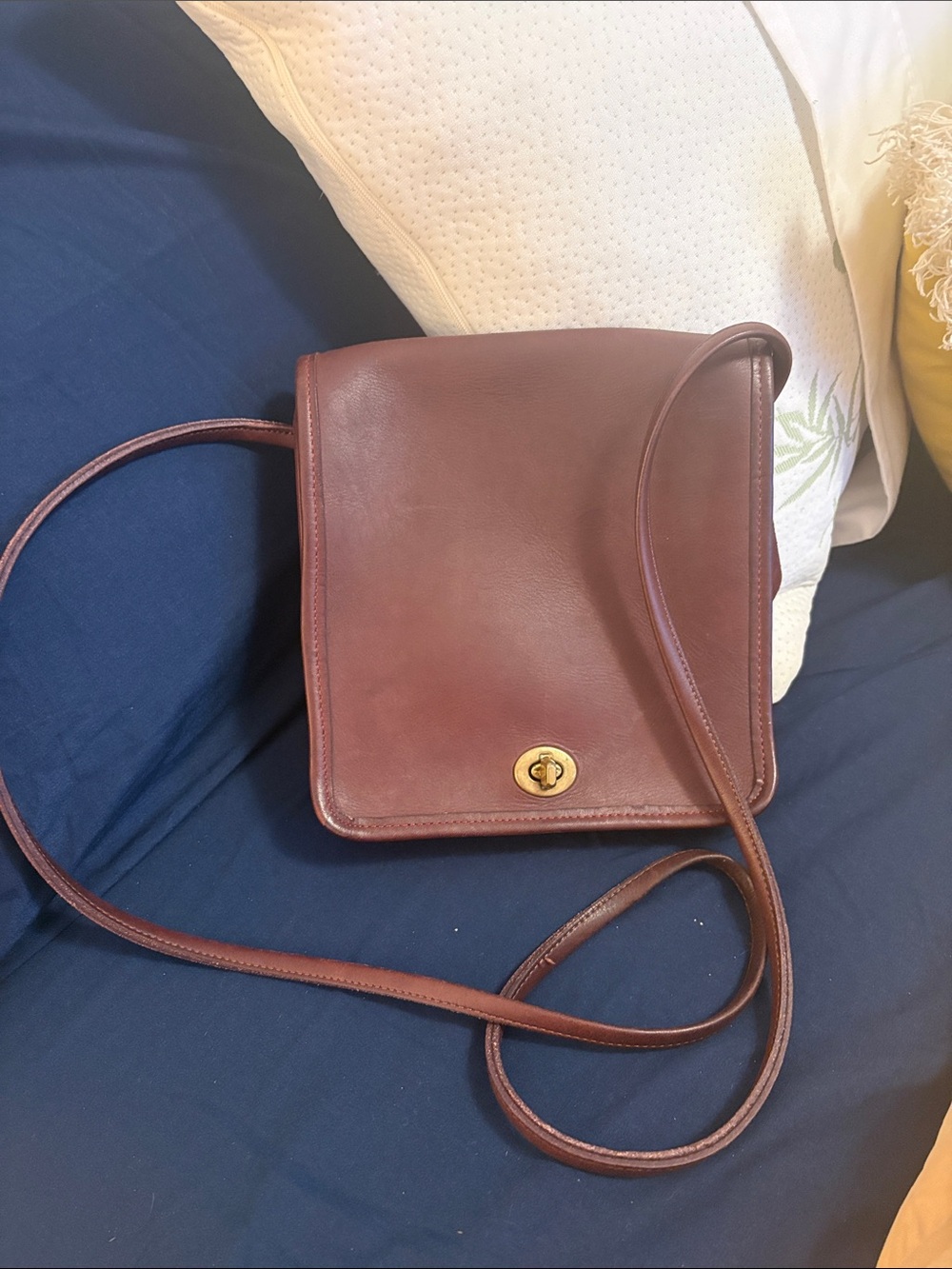 Vintage Leather Crossbody Bag - Brown